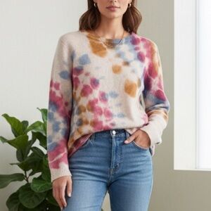 The Elder Stateman Cashmere Sweater Small Tie Dye Watercolor Luxury Designer USA